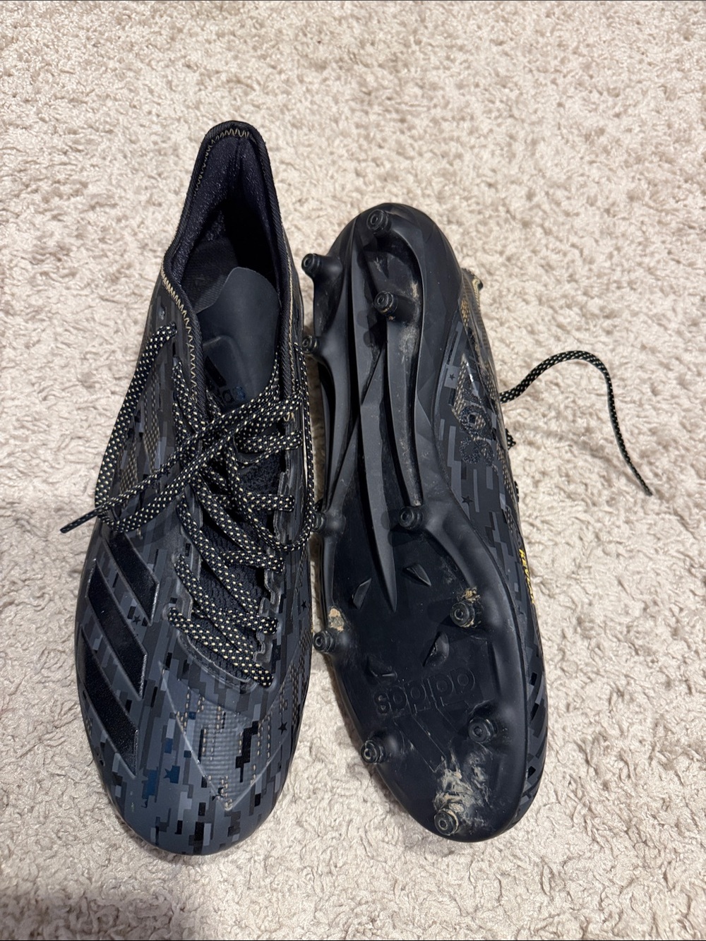 adidas Men’s Black Digital Camo Cleats Size 12
